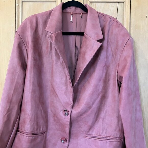House of CB Womens Kiera Oversize Faux Leather Jacket Size Large Pink SP EXC - Picture 3 of 12